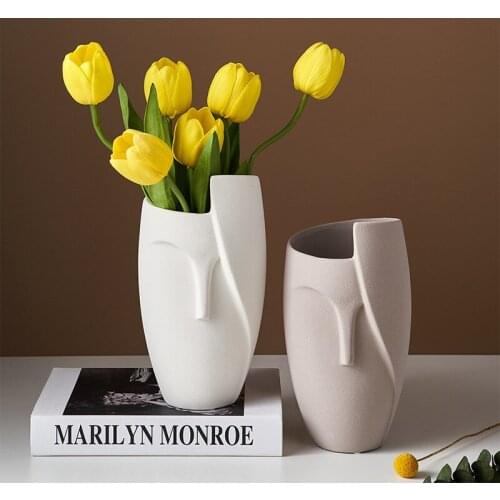 Nordic Ceramic Porch Dried Flower Vase Arrangement Vase Sculpture Decoration Living Room Bedroom TV Cabinet Desktop Home Decor