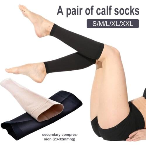 Compression Calf Socks Anti-Curved Elastic Non-Slip Sleeve Footless Compression Basketball Socks Sport Protector 1 Pair