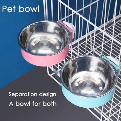 Hanging Cage Pet Bowl Stainless Steel Dog Cat Bowl Feeder Water Food Bowl for Puppy Kitten Birds Rabbit Hamster