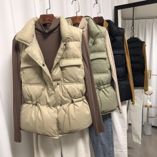2021 New Autumn Winter Down Vest Women Ultra Light White Duck Sleeveless Jacket Short Ladies Parka Waistcoat Veste Femme