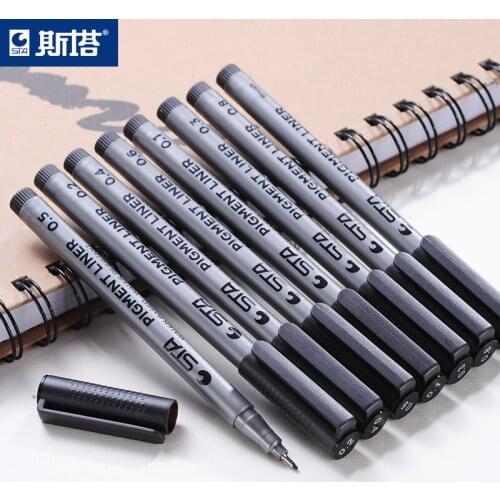 STA profession Drawing needle pen Waterproof Fade Proof Micron PenTip Fine Liner Black Sketch Water Marker Pen for Manga