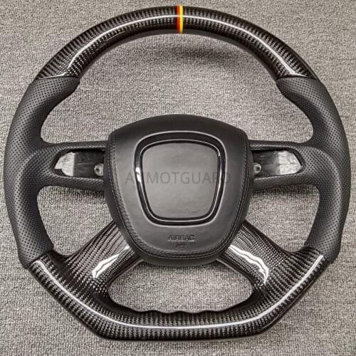 Customized Alcantara Leather Carbon Fiber Steering Wheel For Audi A4 A6 Quattro A4L A6L A8L Q5 Q7 2005 2006 2007 2009 2011 2013