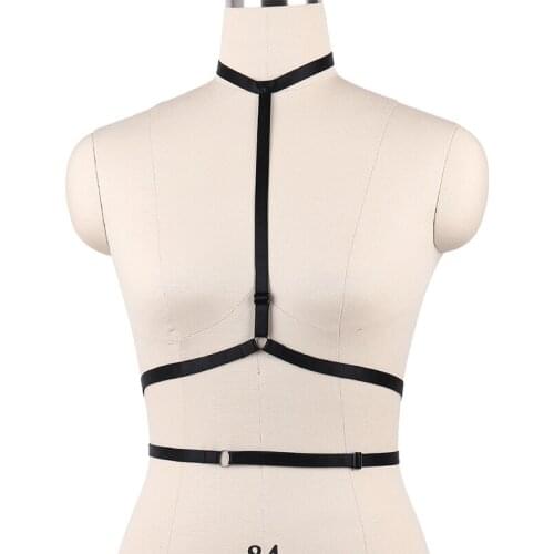 Sexy Black Fetish body harness Soft Cage bra elastic adjust Tops Bondage harness Lingerie Bdsm Goth harness belt