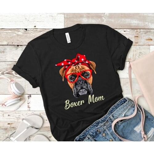 Boxer mom Dog Shirt mama Private custom color printing 100% cotton Short Sleeve Top Tee Cotton O Neck Unisex Drop shipping goth