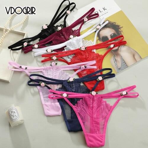VDOGRIR Hot Sexy Womens Lace Panties Underwear Seamless Transparent Thongs Low Waist G-String Comfort Lady Lingerie Soft Tanga