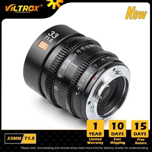 VILTROX 33 MM T1.5 E Cine Lens Large Aperture Lens Manual Focus Compact Lens Filmmaking APS-C Lens for Sony E Mount Lens Camera