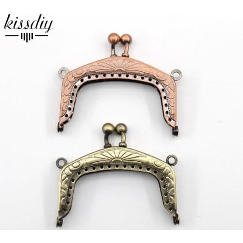 KISSDIY 10PCS 6.5CM Vintag Metal Purse Frame Handle for Clutch Bag Handbag Accessories Making Kiss Clasp Lock Antique Bronze