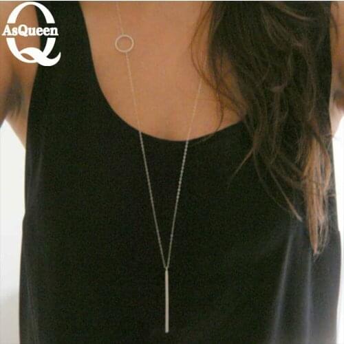 New Fashion women vintage long necklace jewelry silver gold simple pendant necklaces colar Jewelry gifts