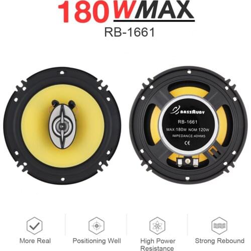 2pcs 6 Inch 180W Universal 2 Way Car Coaxial Speakers Audio Stereo Full Range Frequency HiFi Speaker for Car Audio Modified