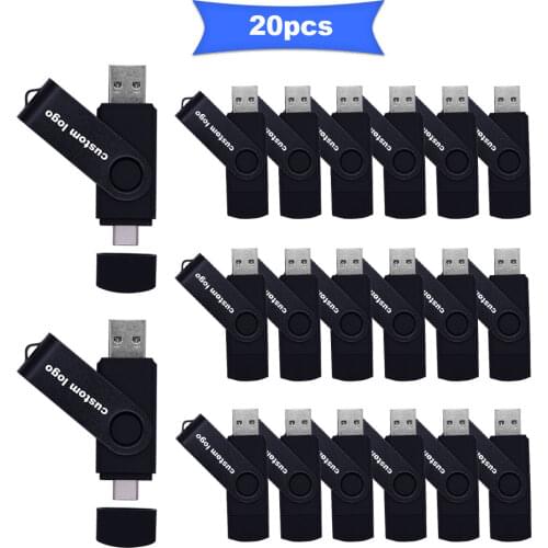 20pcs/lot Type-C USB Flash Drive Stick 128GB 64GB 32GB 16GB Pen drive USB 2.0 Pen Drive Memory gift Storage USB Free Custom logo