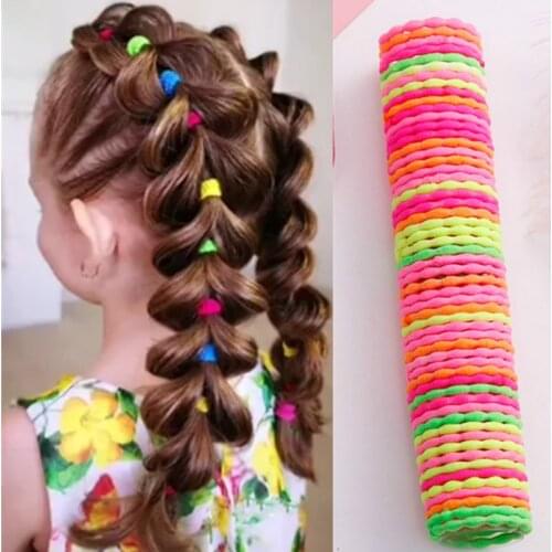 50 PCS/Set Girls Candy Colors Nylon Elastic Hair Bands Children Rubber Band Headband Scrunchie Fashion Hair Accessories
