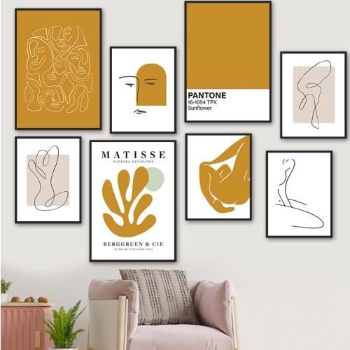 Abstract Line Face Body Woman Coral Quote Wall Art Canvas Painting Nordic Posters And Prints Wall Pictures For Living Room Decor