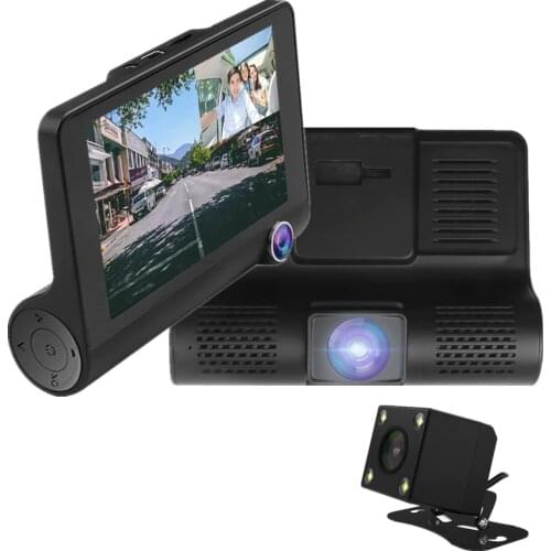 3 In 1 Car DVR Dash Cam HD 1080P 3 Lens Auto Video Recorder Rearview Camera Registrator 6-glass F2.0 Aperture 170 Degree angle