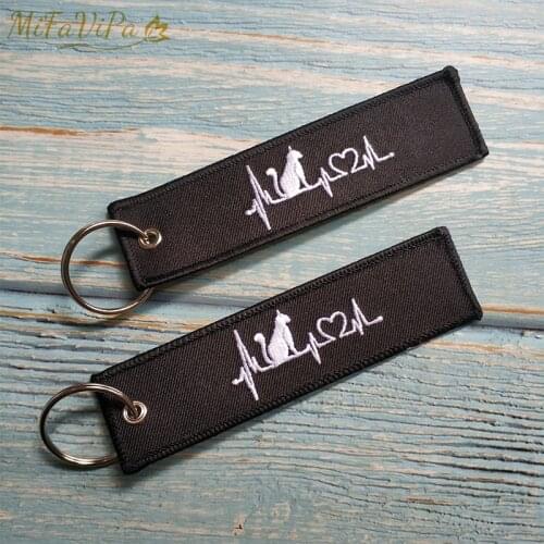 MiFaViPa Embroidery Lovely CAT Keychain Porte Fashion Trinkets Gift Motorcycle Car Key Accessories Double Sides Cat Keychains