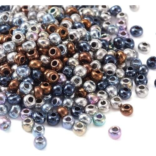 2x1.5mm 12/0 Electroplated Glass Seed Beads 4 Colors Charm Jewelry Bead Loose Spacer Beads for Jewelry Making Hole: 0.3mm