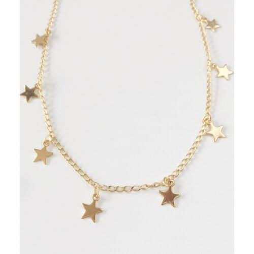 FUWO High Quality Brass Stars Bead Chain With 24k Gold Dipped Anti-Tarnish Necklace For Jewelry Making 5Meter/Lot NC015