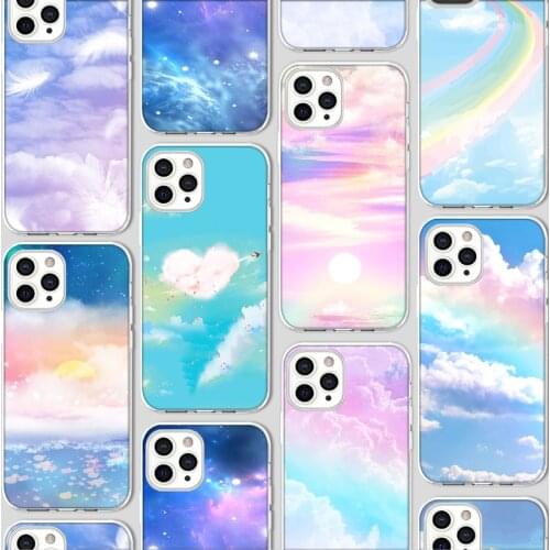 Ciciber Funda Case for Iphone 12 Case for IPhone 12 11 Pro XR 7 X XS Max Mini 8 6 6S Plus 5 SE 2020 Silicone Colored Clouds Capa