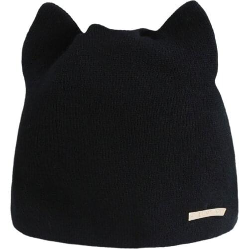 Cute Cat Ears Winter Knitted Hat For Women Men Girls Fashion Design Warm Skullies Beanies Hat Female Ear Protaction Bonnet Cap