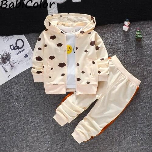 Spring Autumn Children Boys Clothing Sets 3pcs Jacket Coat+ Shirt+pants Toddler Baby Kids Hooded Clothes Suits 1-4 Years Old