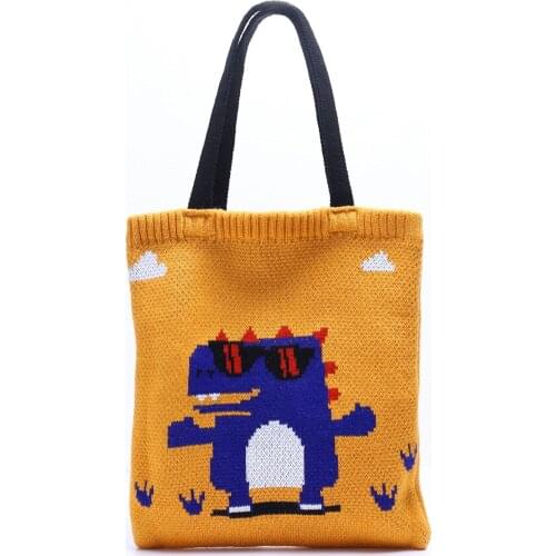 Girls Cartoon Dinosaurs Pattern Cute Top-handle Tote Bag Teenager Kawaii Designer Stylish Soft Casual Shopping Shopper Handbag