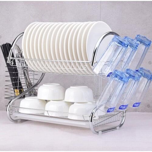 2-character double-layer single-plate draining dish rack Kitchenware storage rack Manufacturer wrought iron rack02