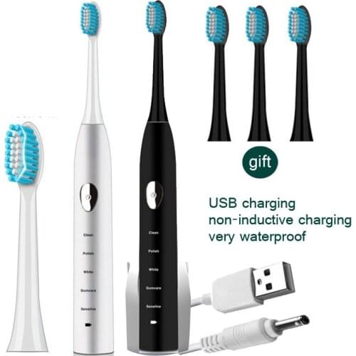 Sonic electric toothbrush rechargeable adult Automatic tooth brush 3 heads Advanced waterproof soft fur Teeth cleaning GG219