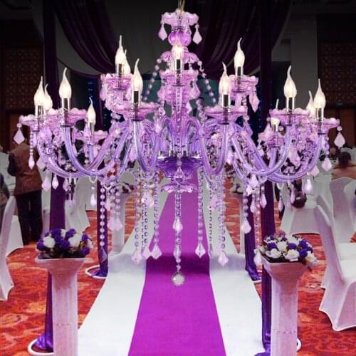 European D95cm Purple Decora Tiffany LED Crystal Chandelier Lamp Crystal Modern Lighting AC Guaranteed 100% Crystal Pendant Lamp