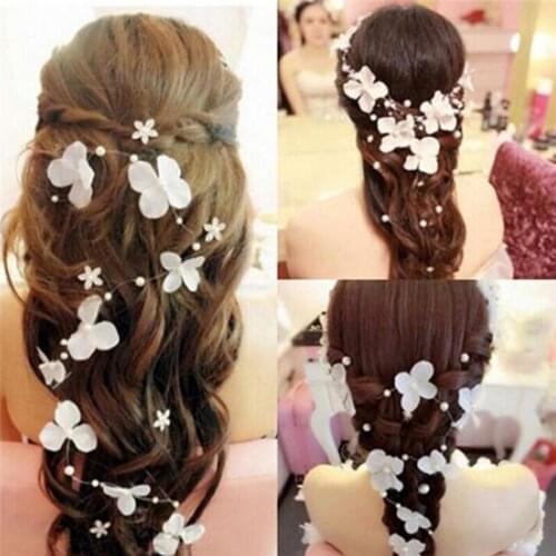 Hot Wedding Bridal White Red Pearl Flower Garland Bridesmaid hairband Head band headband jewelry headwear accessories