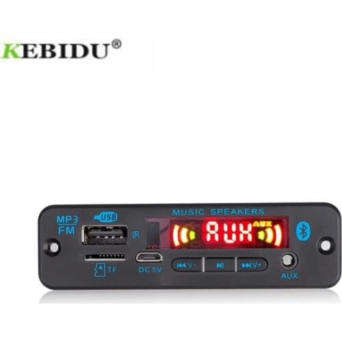 KEBIDU Wireless Bluetooth Decoder Board 5V 12V MP3 Player Car Audio USB TF FM Radio Module MP3 WMA with Remote Control For Car