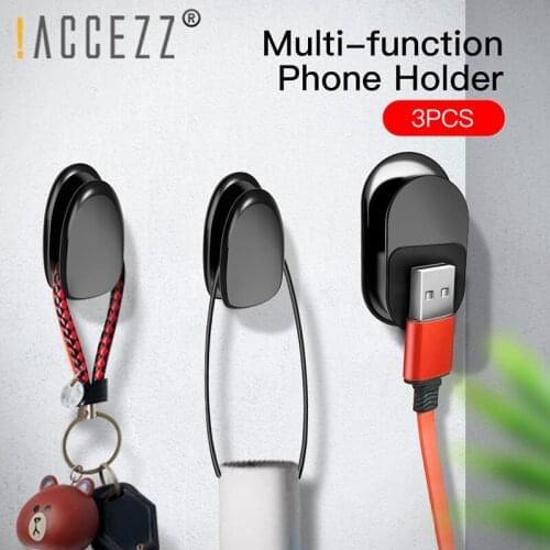 !ACCEZZ 3pc/Set Magnetic Car Phone Holder Universal Wall Sticker 2-in-1 Paste Stand Hook For iPhone X Xiaomi Huawei Mini Bracket