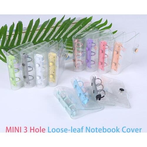Cute Transparent 3 Rings Loose-leaf Notebook Creative Portable Pocket Hand Book Binder Binding Student Stationery Supplies