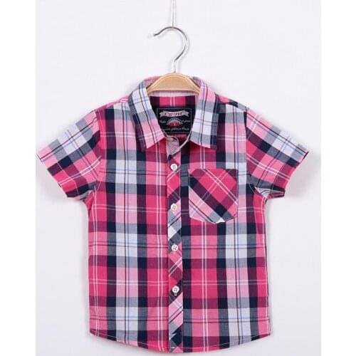 Fashion boy plaid shirt cotton 100% 15T01B
