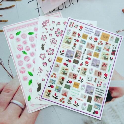 Spring Flower Pattern Nail Art Sticker Self Adhesive Transfer Decal 3D Slider DIY Tips Nail Art Decoration Manicure Package