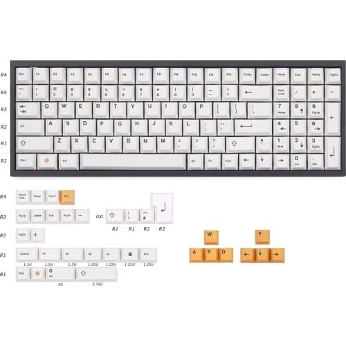 NPKC White Orange Dye-sub Cherry Profile 134 Keycaps