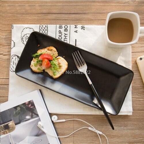 Japanese style solid color household ceramic double-layer dinner plate black and white personality fashionable sushi plate