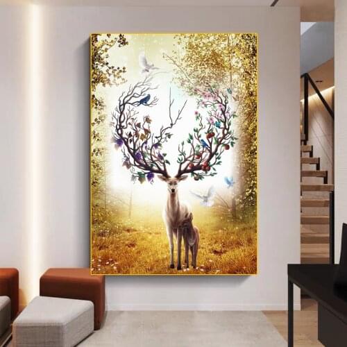 Creative Forest Sika Deer Canvas Painting Ainmal Posters Prints Wall Art Pictures Modern Bedroom Living Room Home Decoration