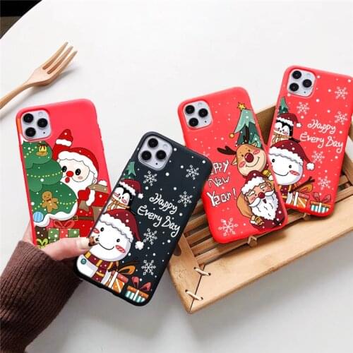 Merry Christmas For Etui iPhone 11 Pro MAX X XR XS 12PRO MAX 6 S 7 8 Plus 5 Case Cute Cartoon Soft Silicone Cover For iPhone SE2