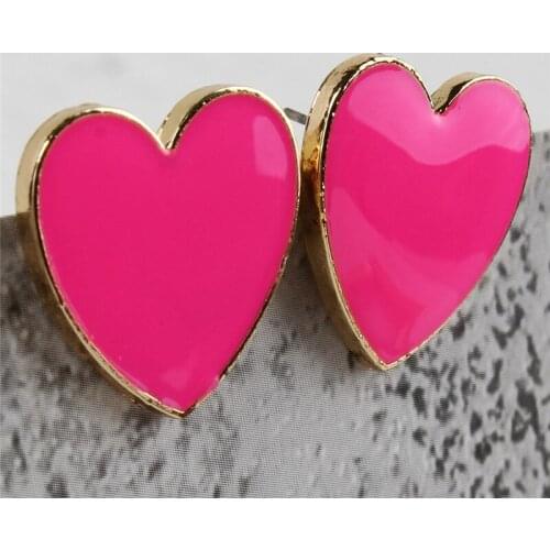 Heart Stud Earrings For Women Black White Rose Red Yellow Heart Earrings For Women Large Size All Match Love Heart Earring