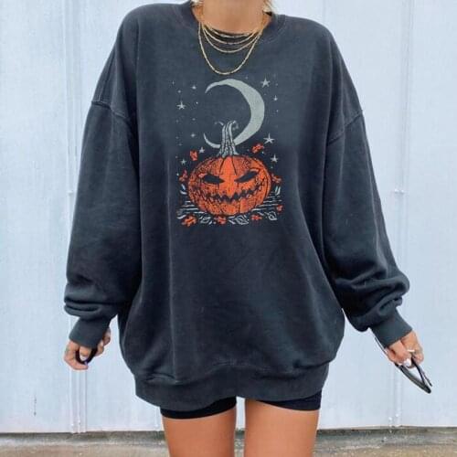 Casual Halloween Sweatshirt Men Women 2020 Autumn Pumpkin Print Long Sleeve Loose Pullover Tops O Neck Sweatshirt Oversize