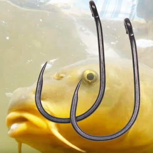 Wifreo 50pcs Carp Fishing Hook Barbless Non-barb Fishhooks High Carbon Steel for Carp Rig