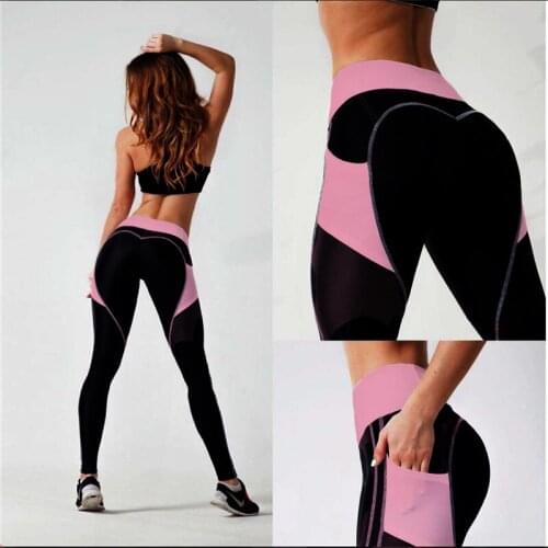 Hot Style Womens Pink and Black Fitting Yoga Sweatpants Leggings Women