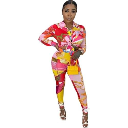 2021 New Women Spring Summer Two Piece Sets Cropped Shirt Blouses + High Waist Pencil Pants Casual Fashion Chic Office Lady