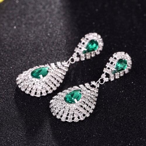 1 Pcs Retro Fashion Earrings Rhinestone Crystal Earrings Valentines Day Gifts Bridal Wedding Accessories 171123-161