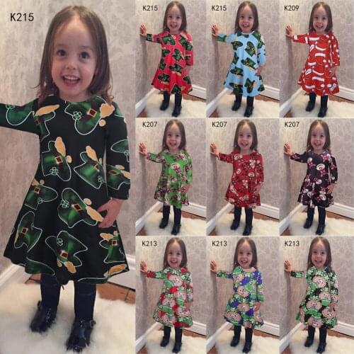 2016 Winter Christmas childrens clothing wholesale girls cartoon new year new Christmas Dress high quality fashion new dress