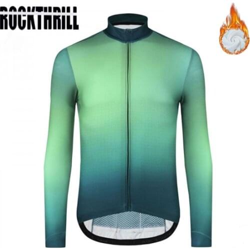 2020 winter Thermal fleece Cycling Jersey long sleeve Mens Green black red road bike mens mtb warm long top clothing