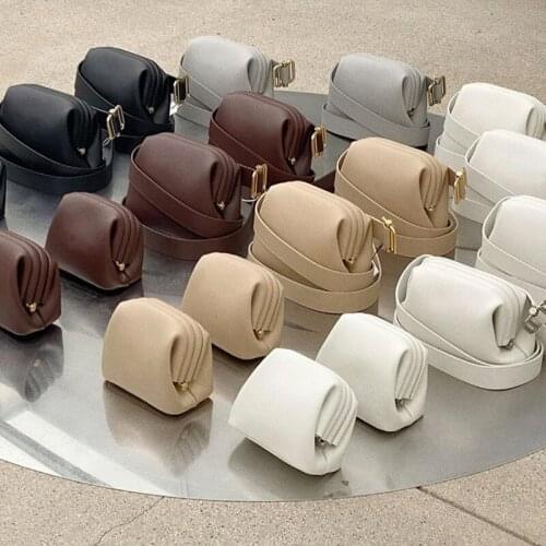 2021 Lin Xiuxiang Steamed Bread Bag Ins Niche Shoulder Slung Leather Pig Nose Female Bag Wide Shoulder Strap Waist Bag