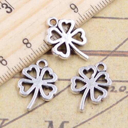 25pcs Charms Lucky Irish Four Leaf Clover 18x12mm Tibetan Pendant Crafts Making Findings Handmade Antique For Jewelry