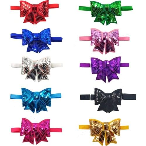 30 Pcs Pet Dog Cat Bow Tie Christmas Sequin Holiday Party Pet Grooming Supplier Adjustable Strap Dog Cat Bowties