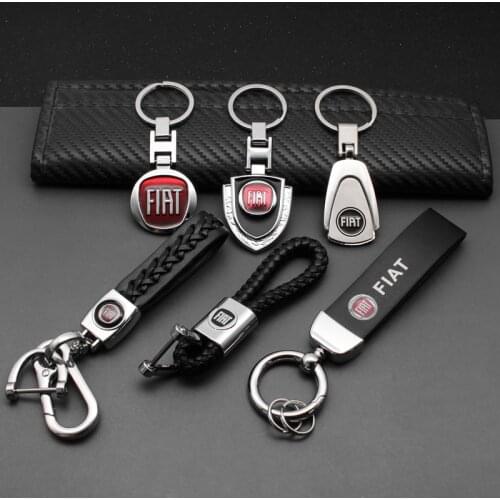 3D Leather Metal Car Styling Keychains Key Chain Rings For FIAT Panda Bravo Punto Linea Croma 500 595 Ducato Auto Accessories