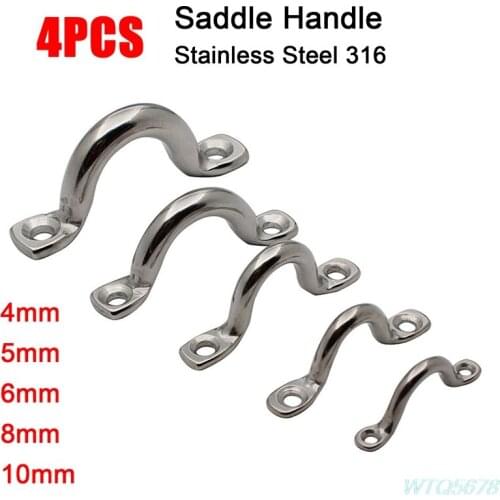 4Pcs Stainless Steel 316 Wire Eye Straps Saddle Clip Boat Yacht Ship Doorknob
